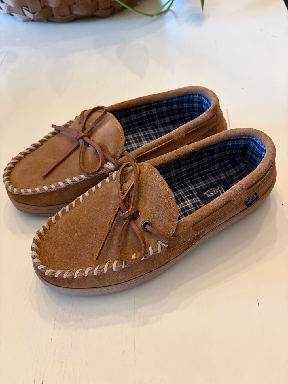 Bass Men’s Brown Suede Moccasin Slippers - Casual Comfort
